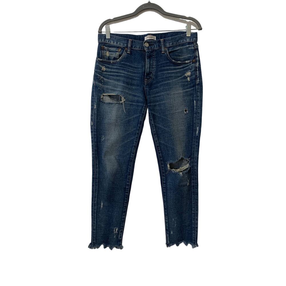 Moussy Womens Howa Jeans Blue Distressed Medium Wash High Rise Japan 28